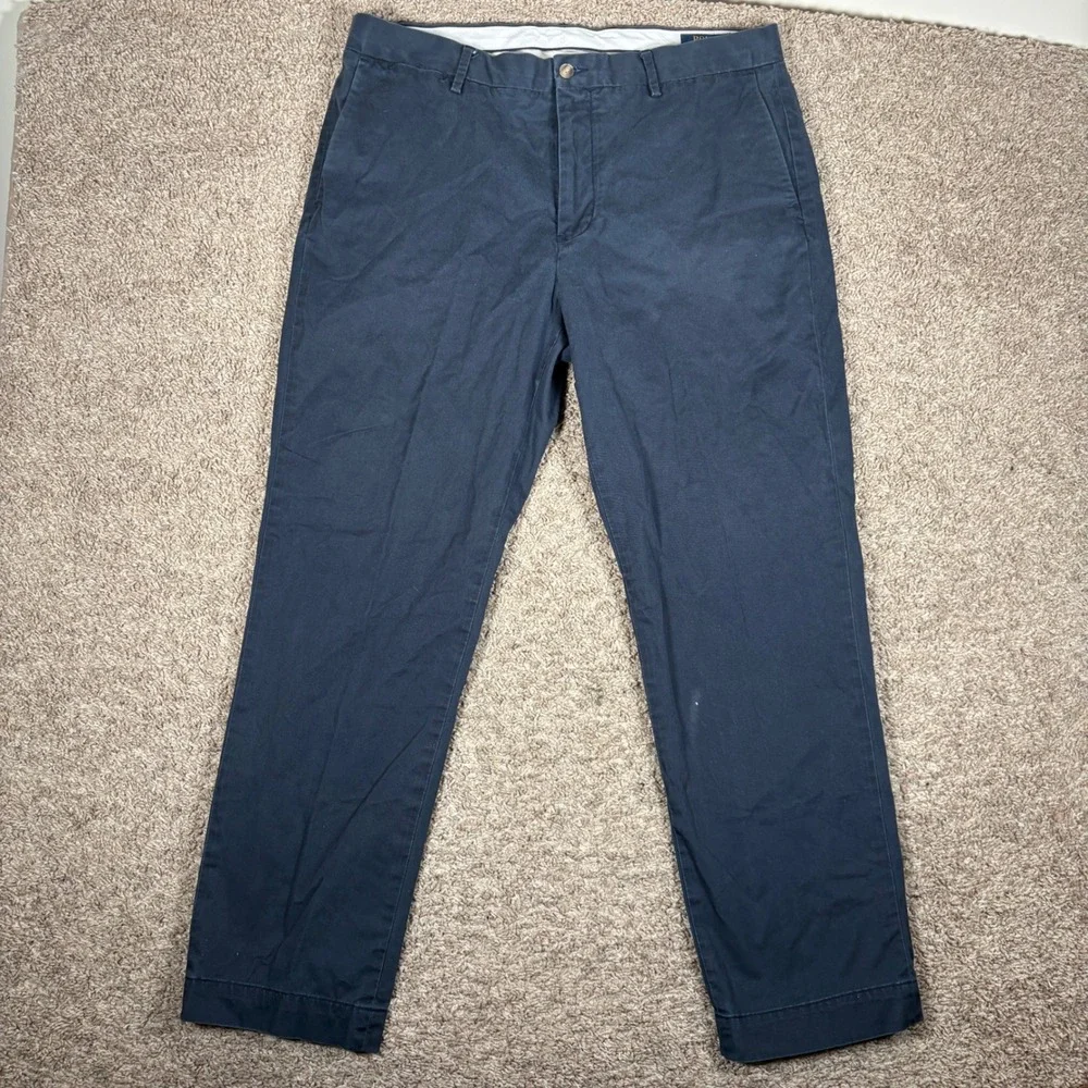 Polo Ralph Lauren Men's Navy Blue Stretch Straight Fit Chino‎ Pants 36x30